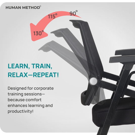 HUMAN METHOD FLEXI TRAINING CHAIR - WITH WRITING PAD AND WHEELS