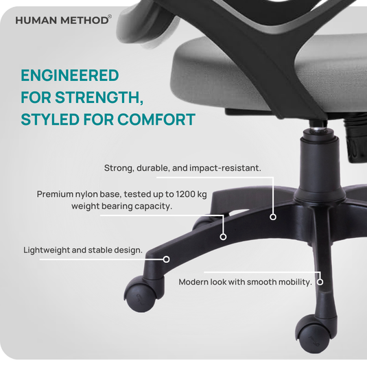 HUMAN METHOD BLOSSOM ERGONOMIC MID BACK REVOLVING OFFICE CHAIR - BLACK - GREY