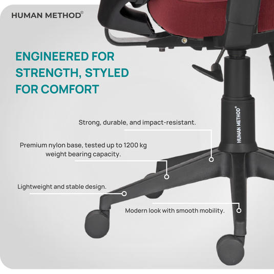 HUMAN METHOD TASK (PREMIUM) MID BACK REVOLVING CHAIR - BLACK - MAROON