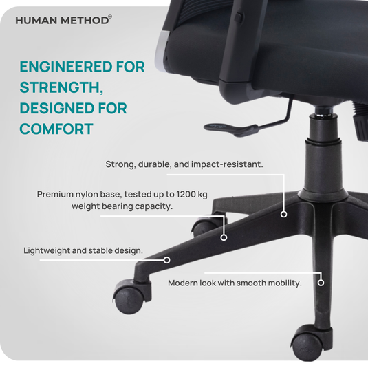 HUMAN METHOD VIBE PLUS ERGONOMIC MID BACK REVOLVING OFFICE CHAIR - BLACK