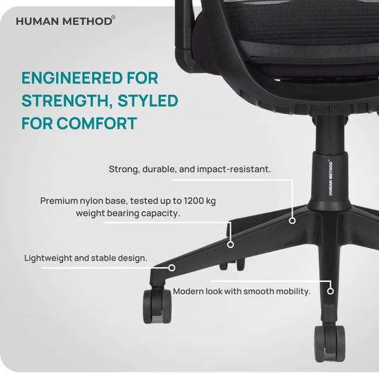 HUMAN METHOD SIENA ELITE ERGONOMIC MID BACK REVOLVING OFFICE CHAIR - JET BLACK