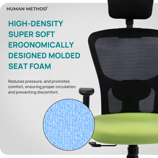 HUMAN METHOD VIBE PRO ERGONOMIC HIGH BACK REVOLVING OFFICE CHAIR - GREEN