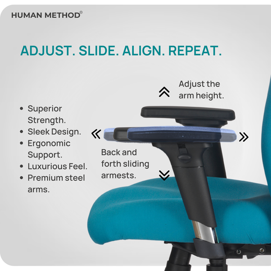 HUMAN METHOD VINTAGE (ELEGANCE) ERGONOMIC MID BACK REVOLVING OFFICE CHAIR - MINT BLUE
