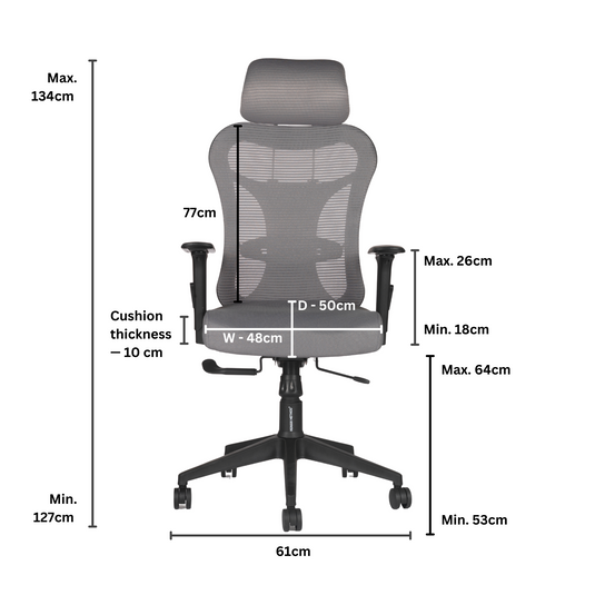 HUMAN METHOD TASK (PREMIUM) HIGH BACK REVOLVING CHAIR - GREEN