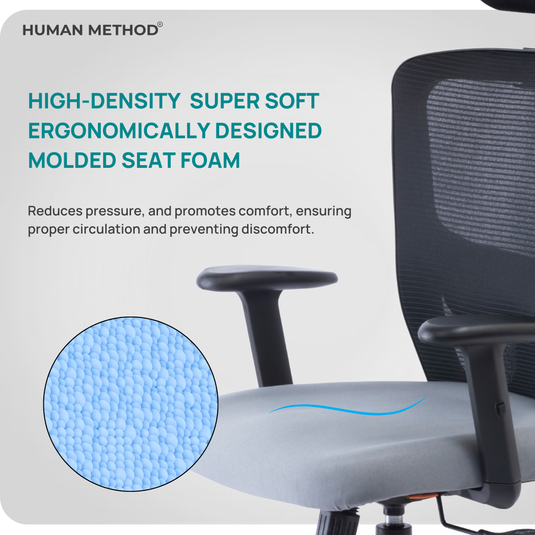 HUMAN METHOD VIBE PRO ERGONOMIC HIGH BACK REVOLVING OFFICE CHAIR - GREY