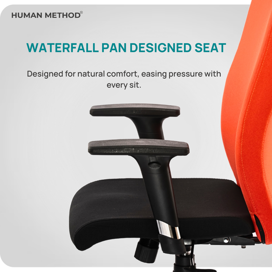 HUMAN METHOD ESTORA (SUPREME) ERGONOMIC HIGH BACK REVOLVING OFFICE CHAIR - BLACK - ORANGE