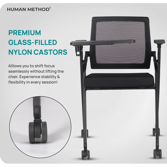 HUMAN METHOD FLEXI TRAINING CHAIR - WITH WRITING PAD AND WHEELS