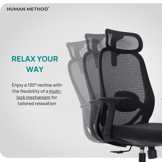 HUMAN METHOD ZYRA HIGH BACK REVOLVING CHAIR - JET BLACK