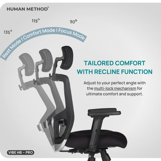HUMAN METHOD VIBE PRO ERGONOMIC HIGH BACK REVOLVING OFFICE CHAIR - BLACK