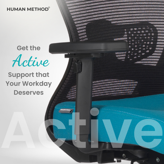 HUMAN METHOD ACTIVE PREMIUM ERGONOMIC HIGH BACK REVOLVING OFFICE CHAIR - JET BLACK - CRYSTAL TEAL