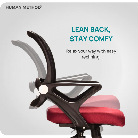 HUMAN METHOD BLOSSOM ERGONOMIC MID BACK REVOLVING OFFICE CHAIR - BLACK - MAROON