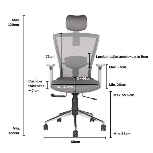 HUMAN METHOD FLORIDA PRO PREMIUM ERGONOMIC HIGH BACK REVOLVING OFFICE CHAIR - PLATINUM GREY