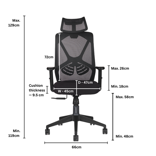 HUMAN METHOD SIENA ERGONOMIC HIGH BACK REVOLVING OFFICE CHAIR - JET BLACK